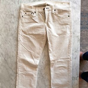 Rag & Bone White Corduroy Ankle Straight Leg Pants, Tomboy Cut, Size 26